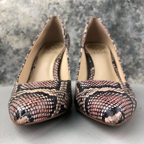 Vince Camuto Women's Size 6M Aparla Brown Snake Print Leather High Heel Pumps - Picture 3 of 16